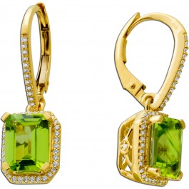 Gelbgold - Abramowicz 585 Edelsteine grüne Peridot Ohrhänger 98 Ch. Diamanten 2