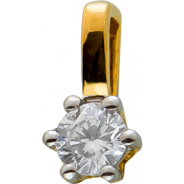 Solitär Diamant Anhänger 0,10ct W/SI Gelb Gold 585 1 Brillant  8x4mm