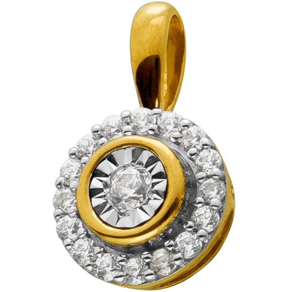 Diamant Anhänger Gelb Gold 14 Karat 585 17 Diamanten zus. 0,07ct W/SI Iced out Schmuck