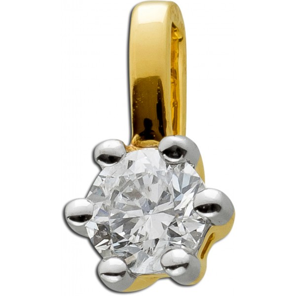 Solitär Anhänger Gelbgold 585 14 Karat 1 Diamant Brillantschliff 0,30ct W/SI Iced Out