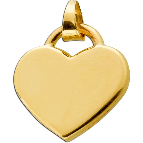 Herz Anhänger Gelbgold 333 8 Karat halbmassiv poliert diamantiert