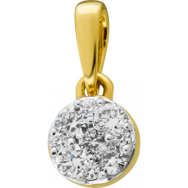 Brillant Anhänger Gelbgold 585 14 Karat 9 Diamanten 0.13ct TW VSI
