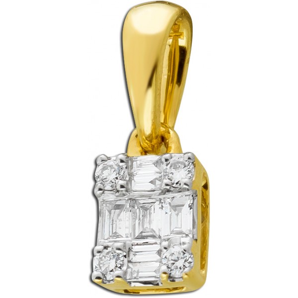 Diamant  Anhänger Gelbgold 585 14 Karat Brillanten 0.10ct. TW VSI