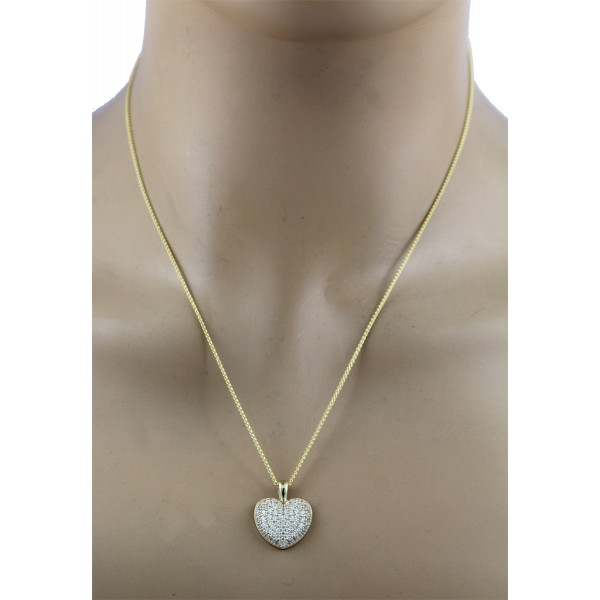 Herzanhänger Gelbgold 333 8 Karat weiße Zirkonia Steine 