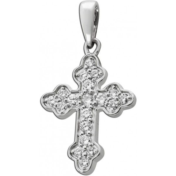 Kreuz Anhänger Weißgold 585 14K Lab Grown Diamanten 0.25ct