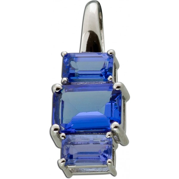 Tansanit Anhänger Platin 950 blaue Edelsteine 1.49ct