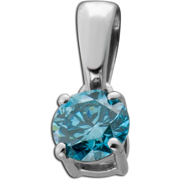 Solitär Anhänger Platin 950 Blauer Natur Diamant 0.25ct