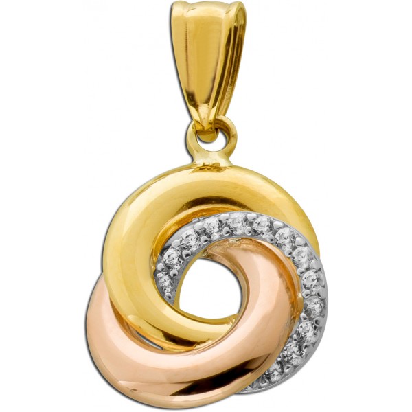 Trinity Anhänger Gold Weißgold Rosegold 333 8K weiße Zirkonia
