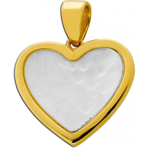 Herz Anhänger Gold 333 8K weißer Perlmutt