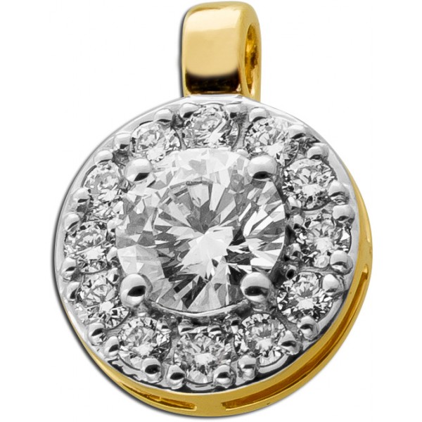 Halo Diamant Anhänger Halo Gold 375 9K Labor Diamanten 0.70