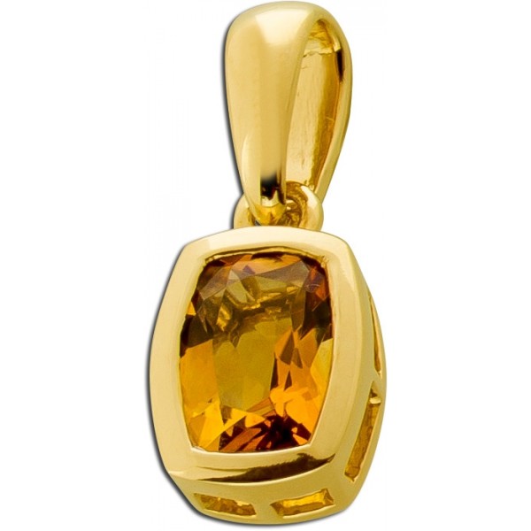 Citrin Anhänger Gold 585 14K natürlicher Citrin 1.1ct 