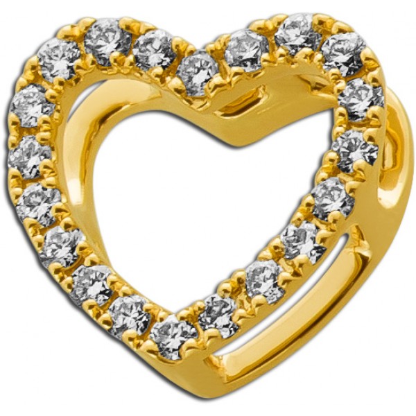 Herz Anhänger Gold 585 14K Natur Diamanten 0.14ct