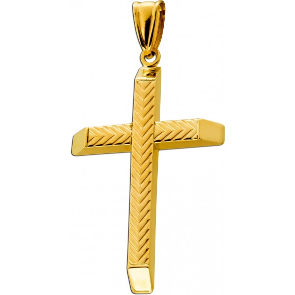 Kreuz Anhänger Gold 333 8 Karat beidseitig tragbar