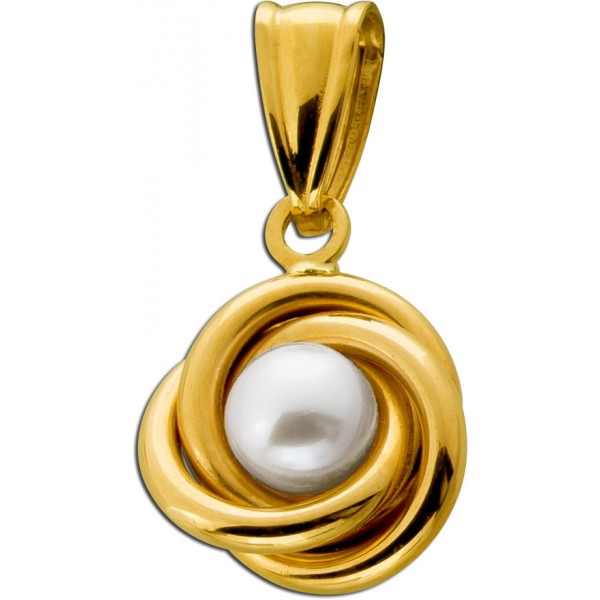 Perlen Anhänger Gold 333 8K Süßwasser Perle 4.7mm