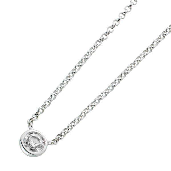 Solitär Diamantkette Weissgold 750 18K Brillant 0.15ct  