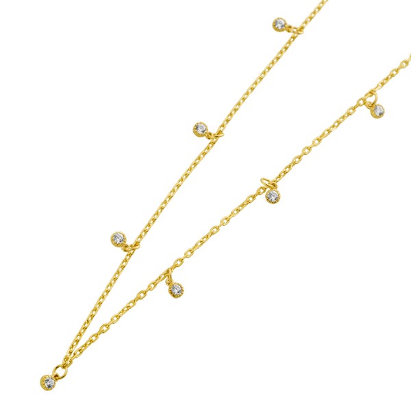 Boho Kette Gelbgold 333 8K weiße Zirkonia Brillantlook