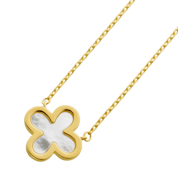 Perlmutt Ankerkette Gelbgold 333 8 Karat weißer Edelstein