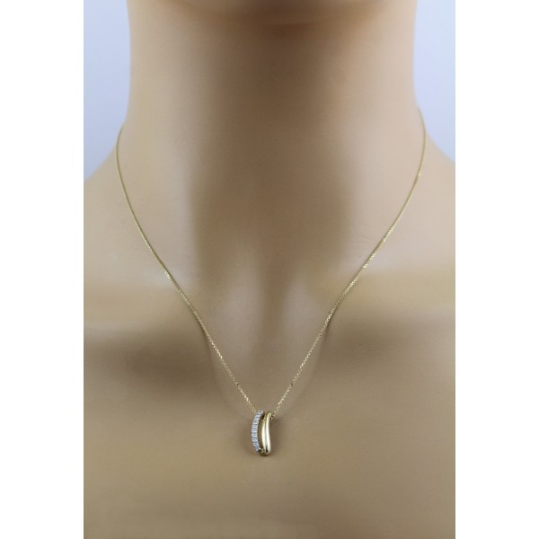Kette Anhänger Gelbgold 333 8 Karat weisse Zirkonia Steine
