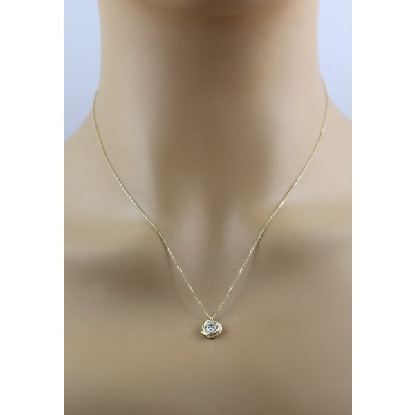 Kette Anhänger Gelbgold 333 8 Karat weißer Solitär Zirkonia