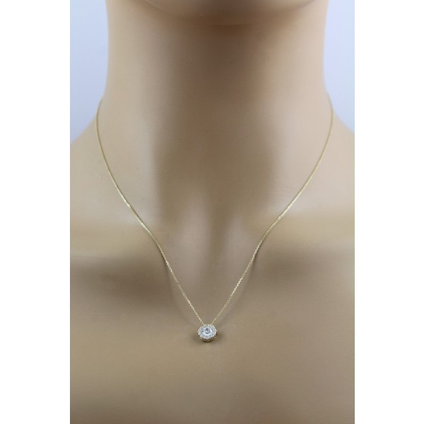 Kette Anhänger Gelbgold 333 8 Karat weiße Zirkonia Brillantlook