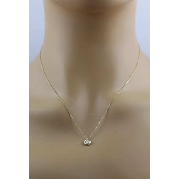Kette Anhänger Gelbgold 333 8 Karat weißer synth. Zirkonia 