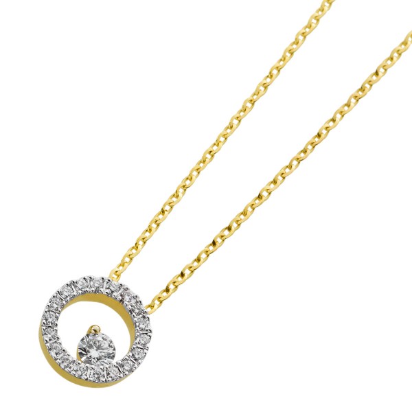Happy Lady Kette Anhänger Gelbgold 585 14K Brillanten 0.38ct TW VSI 