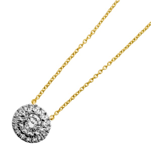 Diamant Kette Halo 0.40ct  Anhänger Gold 585 14K Lab Grown Diamanten