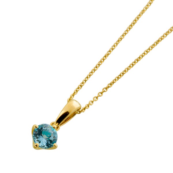 Aquamarin Collier  Anhänger Gold 585 14K natürlicher Edelstein 0.5ct