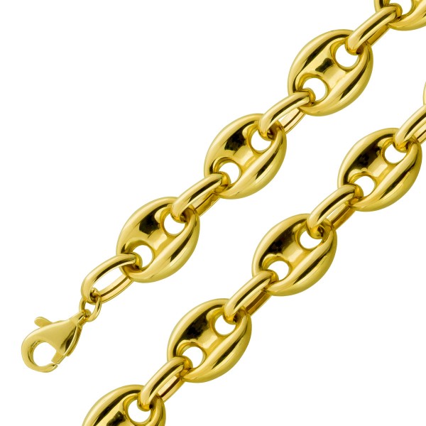 Bohnenkette Gelbgold 585 14 Karat halbmassiv 