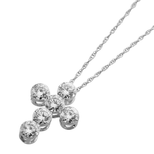 Brillant Kreuz Anhänger Kette Weißgold 585 14K Lab Grown Diamanten 1ct