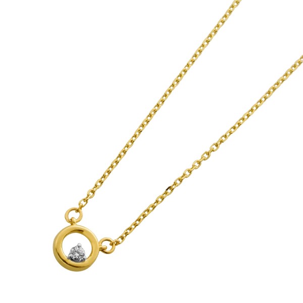 Brillant Collier Gold 375 9K Natur Diamant 0.02ct