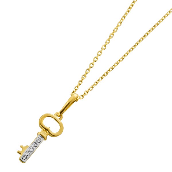 Schlüssel Anhänger Ankerkette Gold 375 9K Natur Diamanten