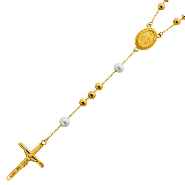 Rosenkranz Kreuz Gold 333 8K Süßwasserperlen Maria Magdalena