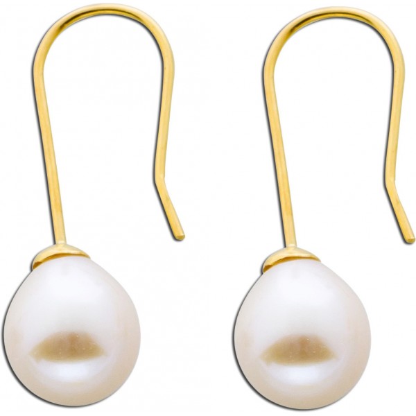 Ohrringe Perle - Ohrhänger Gelbgold 585 Süßwasserzuchtperlen Ohrschmuck Perlenorhänger