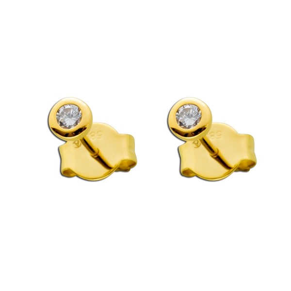 Solitär Ohrstecker Ohrringe Diamant Brillant Gold 585 0,15 Carat TW / LP Lupenrein _01