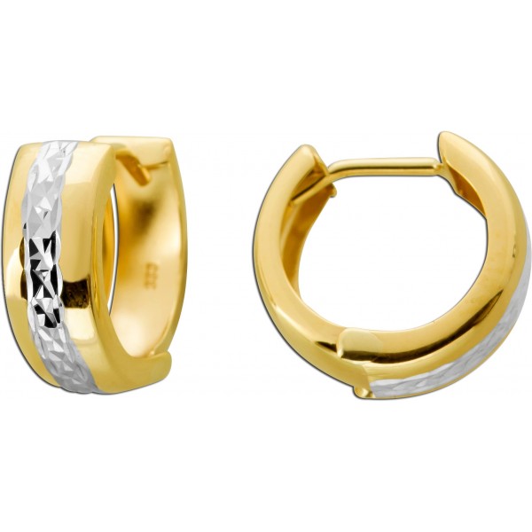 Creolen 13mm Gelbgold Weißgold 333 8 Karat Bicolor