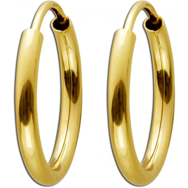 Damen & Teenager Creolen Ohrringe 585 Gold 14 Kt mit Zirkonia 11 13,5 mm D.mes