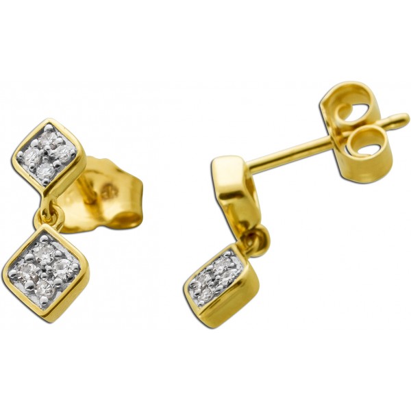 Diamantohrstecker Gelbgold 585 14K Diamanten 0.09ct Dancing Stones