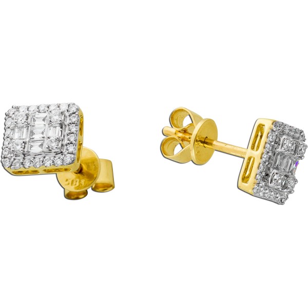 Brillant Ohrstecker Gelbgold 585 14 Karat 62 Diamanten 0.33ct. TW VSI
