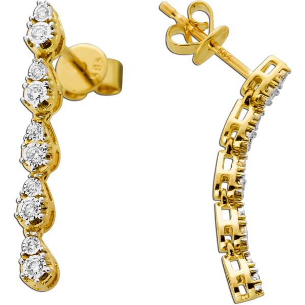 Diamant Ohrstecker Gelbgold 585 14K Brillanten 0.17ct. TW VSI
