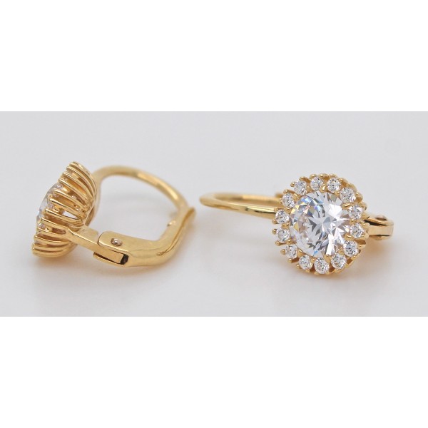 Ohrhänger Gelbgold 585 14 Karat weiße Zirkonia Steine Brillantlook 