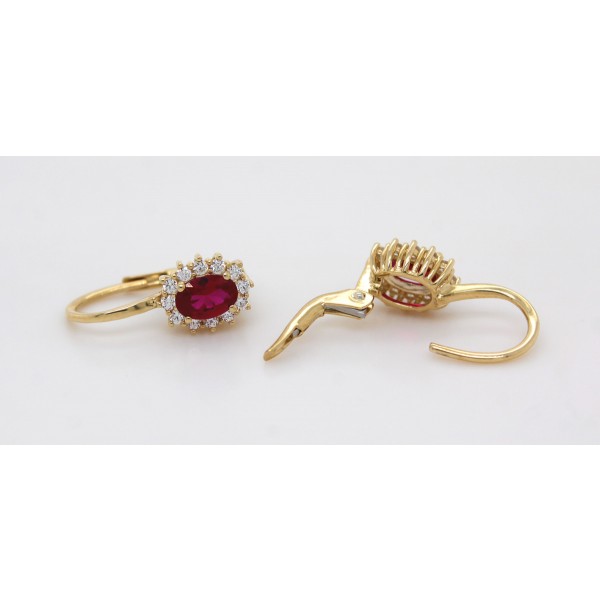 Granat Ohrhänger Gelbgold 333 8K rote Edelsteine Zirkonia 