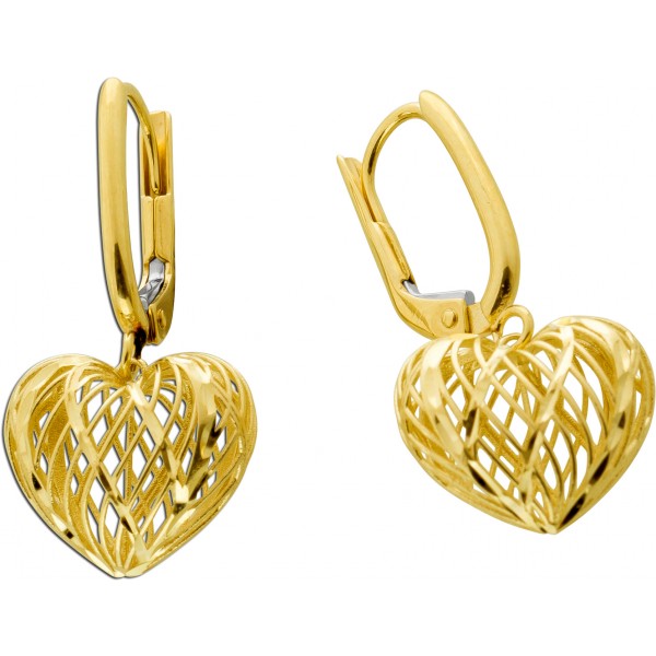 Herz Ohrhänger Ohrringe Gelbgold 585 14 Karat 
