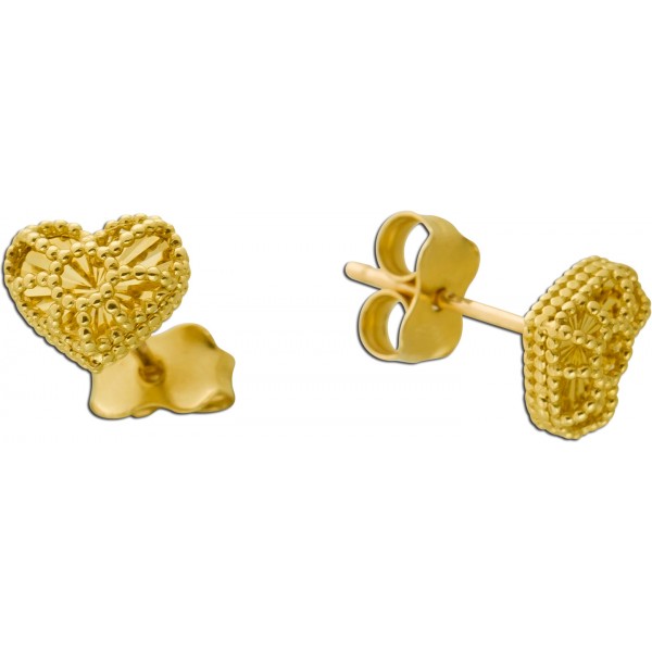Herzohrstecker Gelbgold 585 14 Karat Herzohrringe