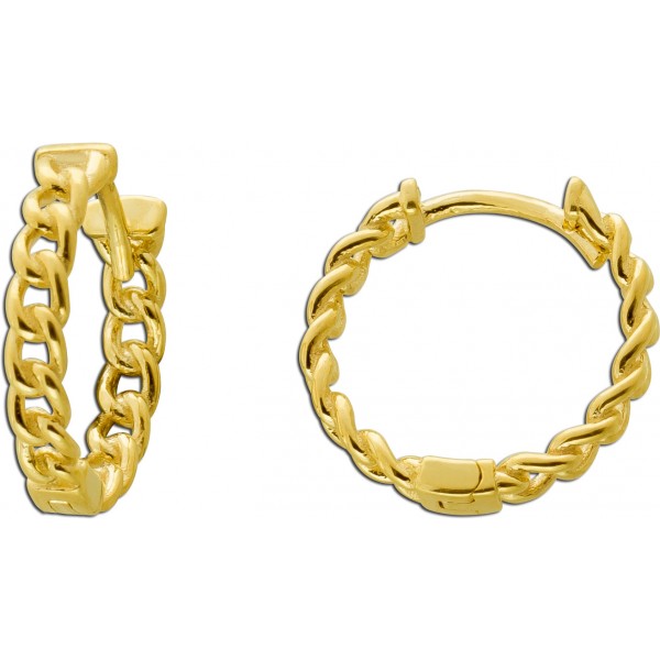 Panzerkette Creolen 13mm Gelbgold 585 14K Cuban Link Chain
