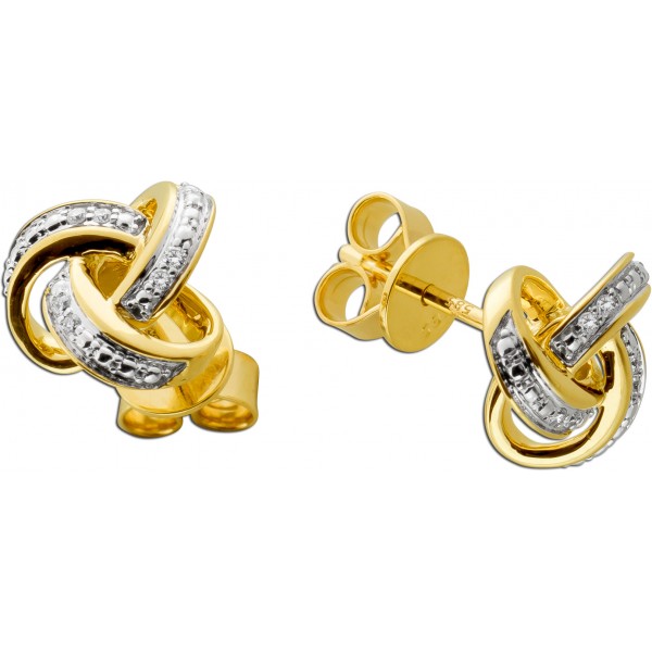 Infinit Endless Diamant Ohrstecker Gelbgold 585 Brillanten 0.05ct