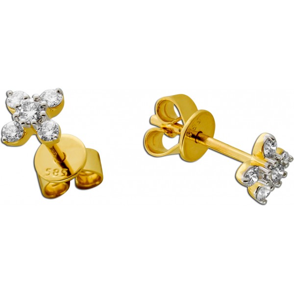 Brillant Ohrstecker Gold 585 14K Natur Diamanten 0.26ct