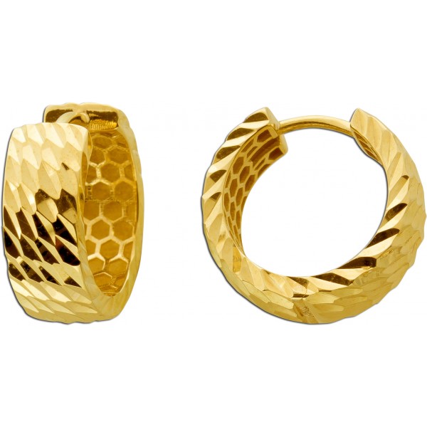 Creolen Gelbgold 333 8 Karat diamantiert halbmassiv 