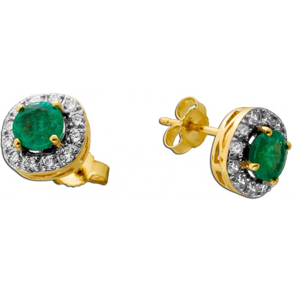 Smaragd Ohrstecker Gold 585 14K grüne Edelsteine Lab Grown Diamanten