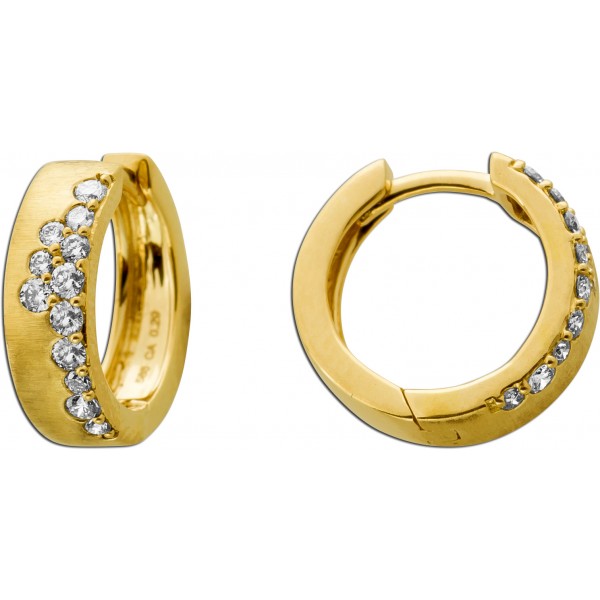 Diamant Creolen 13mm Gold 585 14K Diamanten 0.29ct Klappscharnier